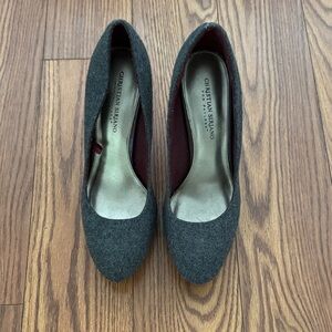 Christian Siriano Charcoal Wool Pointed-Toe Pumps